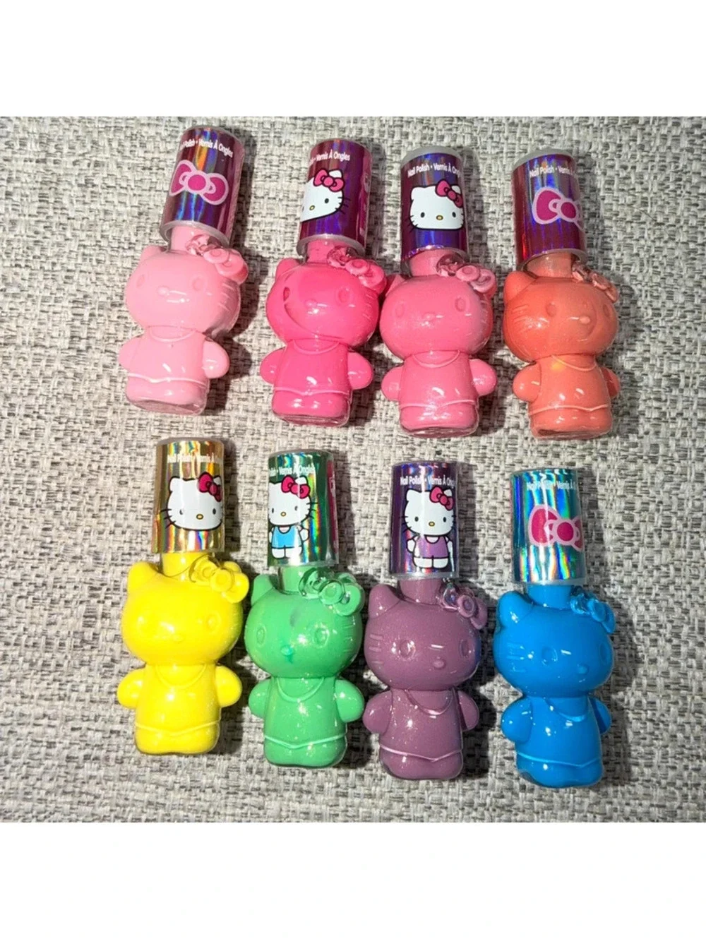 Hello Kitty Nail Polish Lot 8 Colors Sanrio Figural Bottles Collectible New